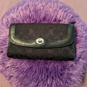 Authentic Black Coach Wallet with checkbook cover